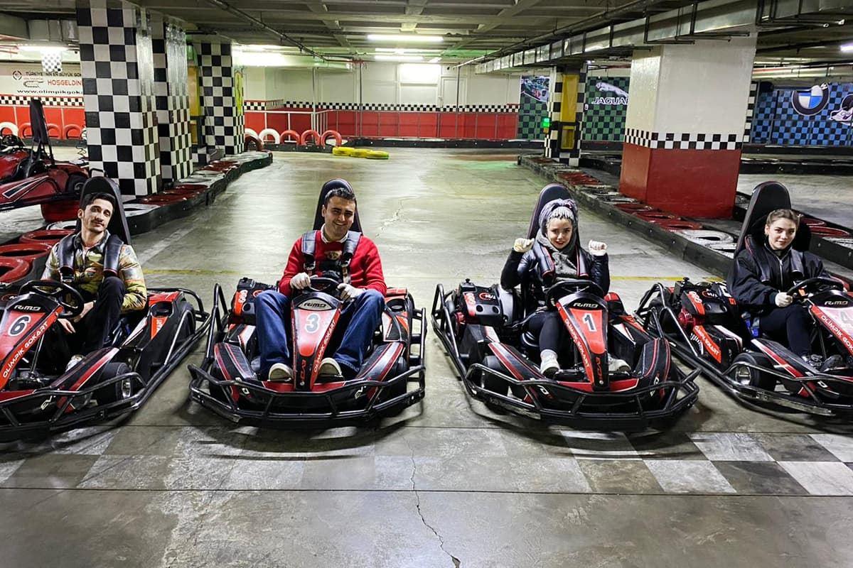 Indoor Karting on the Olympic Go-Kart track. Let the race begin!